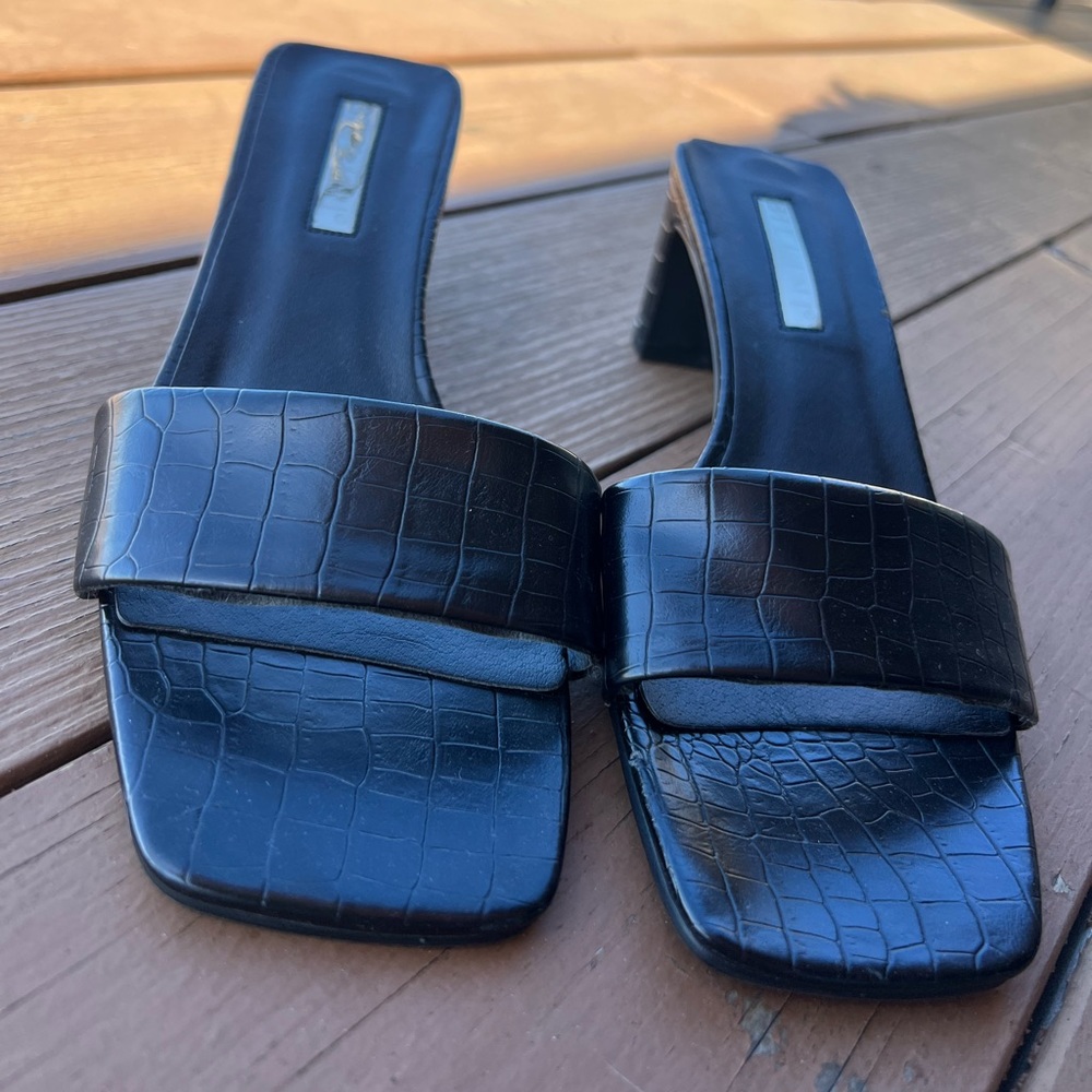 Black Princess Polly Square Toe Heels